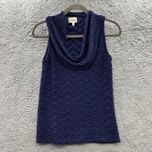 Anthropologie Deletta Small Tank Top Cowell Neck‎ Green Blue Stretchy Casual